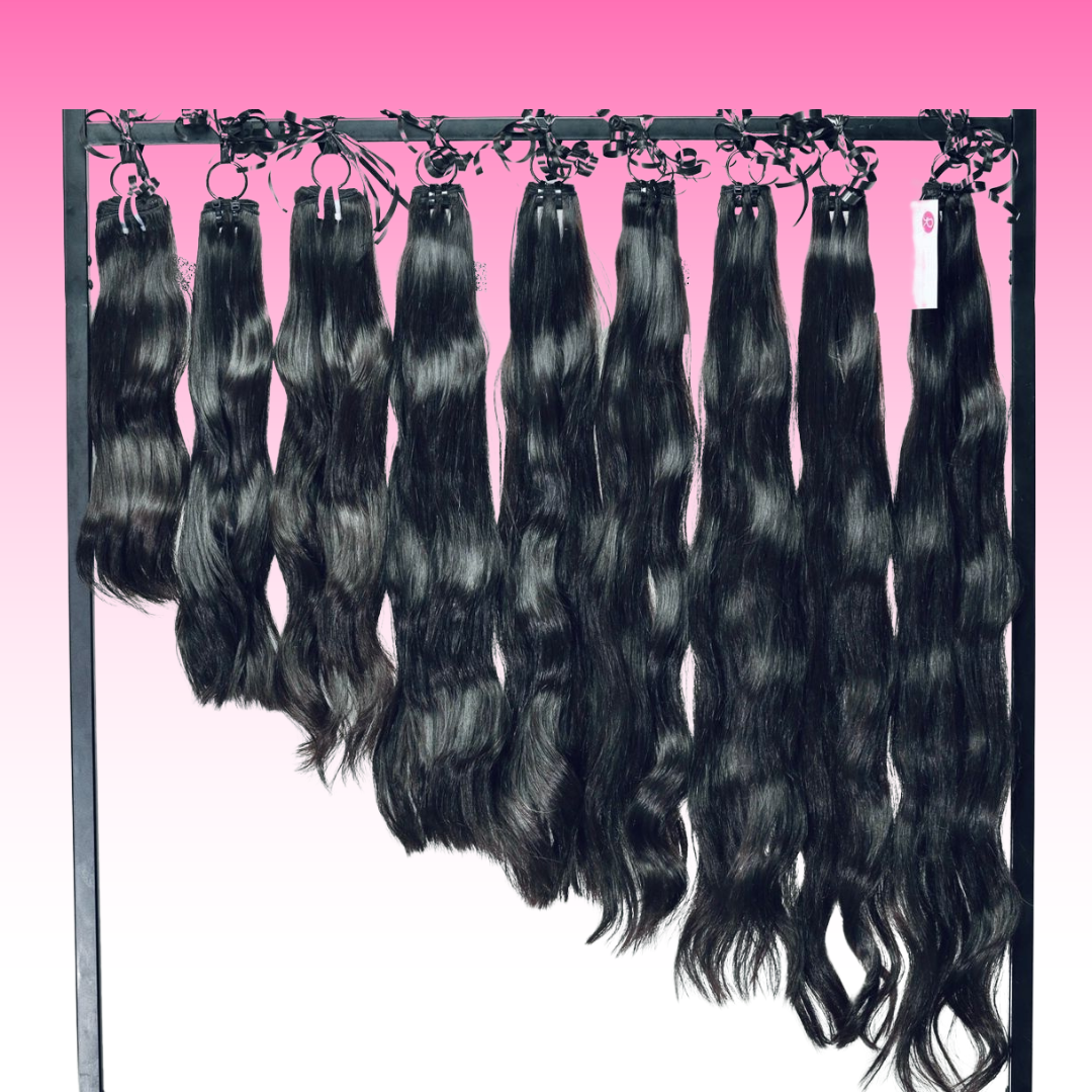 Straight human hair extensions in various lengths – natural look