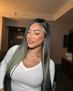 Black Wig with Green Highlights 12″–50″ Lengths - Riva Hair Extension Center