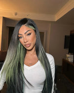 Black Wig with Green Highlights 12″–50″ Lengths - Riva Hair Extension Center