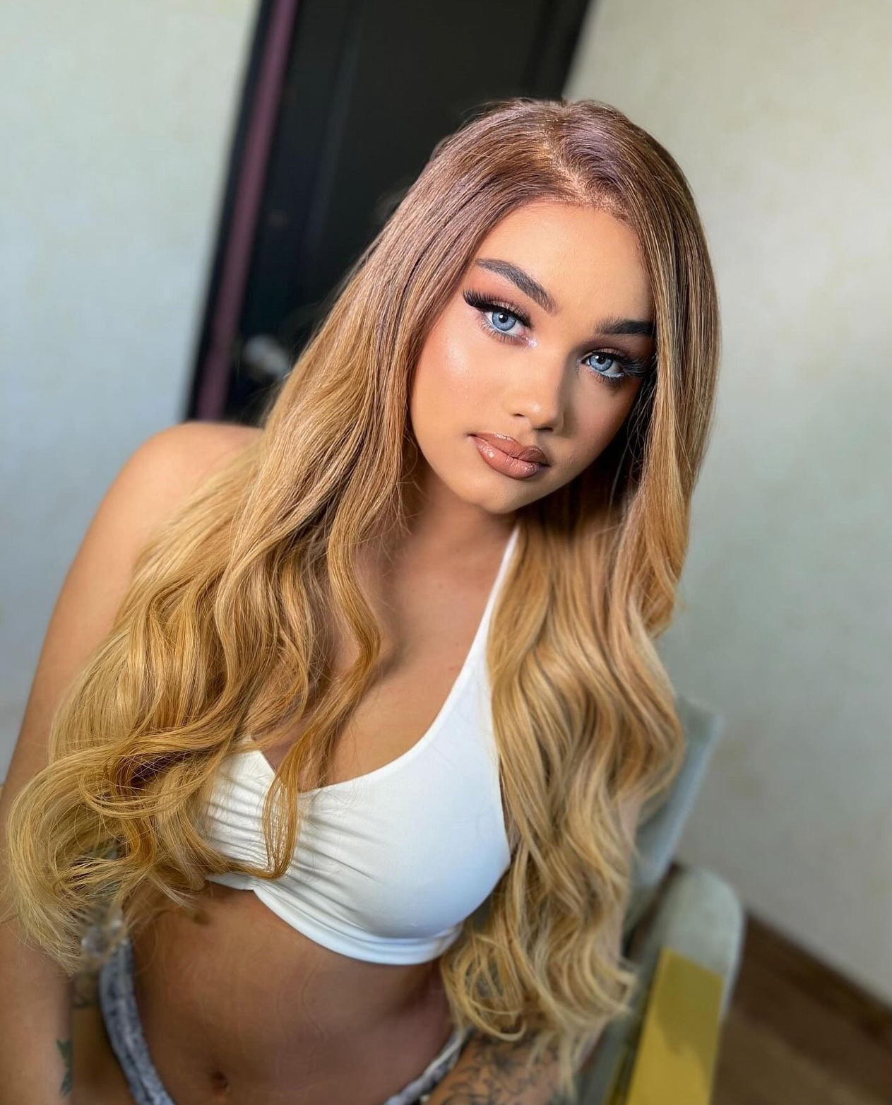 Golden Blonde Natural Hair Wig – Premium Quality